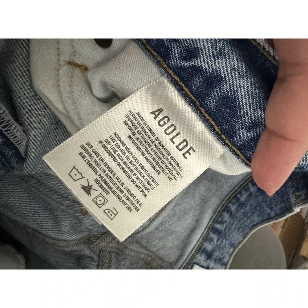 Agolde Women's Distressed 90s High Rise Straight Leg Jeans Size 25